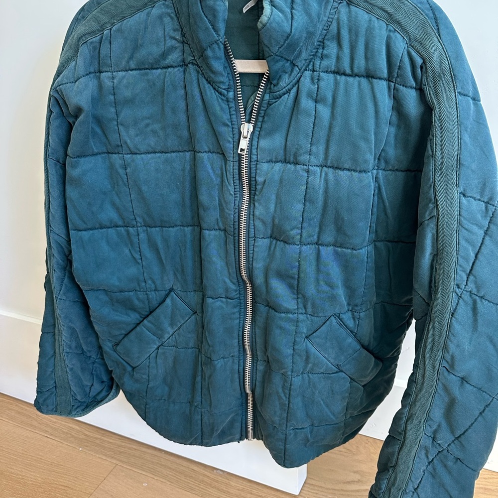 Free People Teal Quilted Jacket